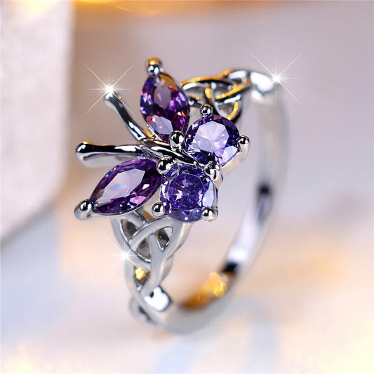Butterfly ring purple