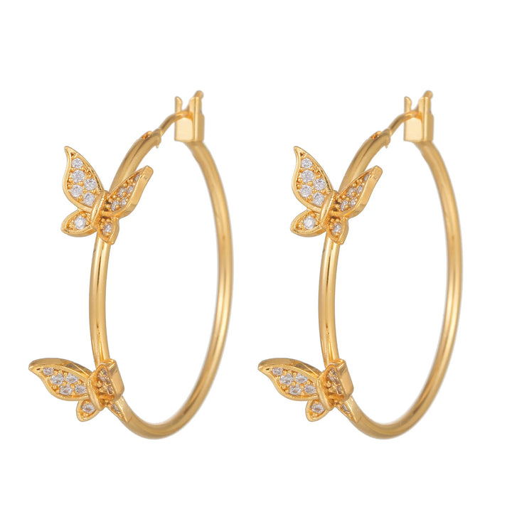 Butterfly hoop earrings