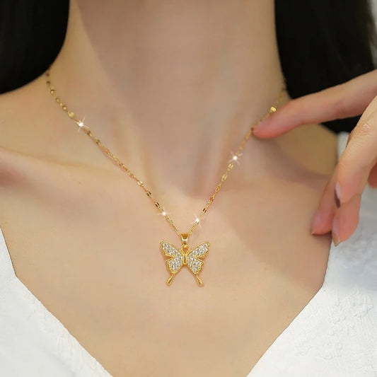 Diamond butterfly necklace