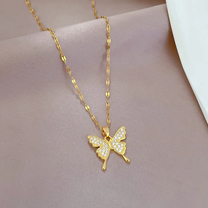 Diamond butterfly necklace