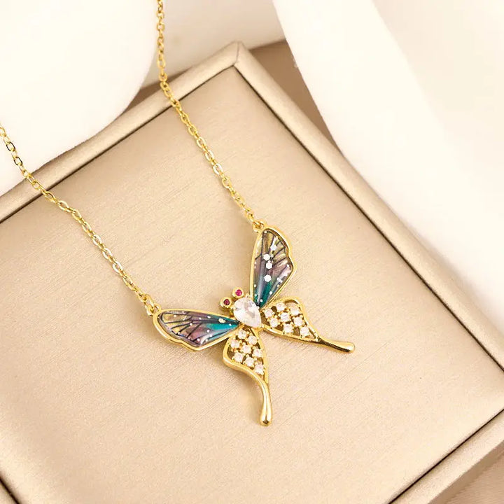 Gold butterfly necklace