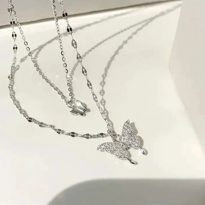 Butterfly necklace silver