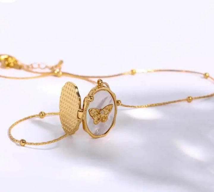 Butterfly locket necklace