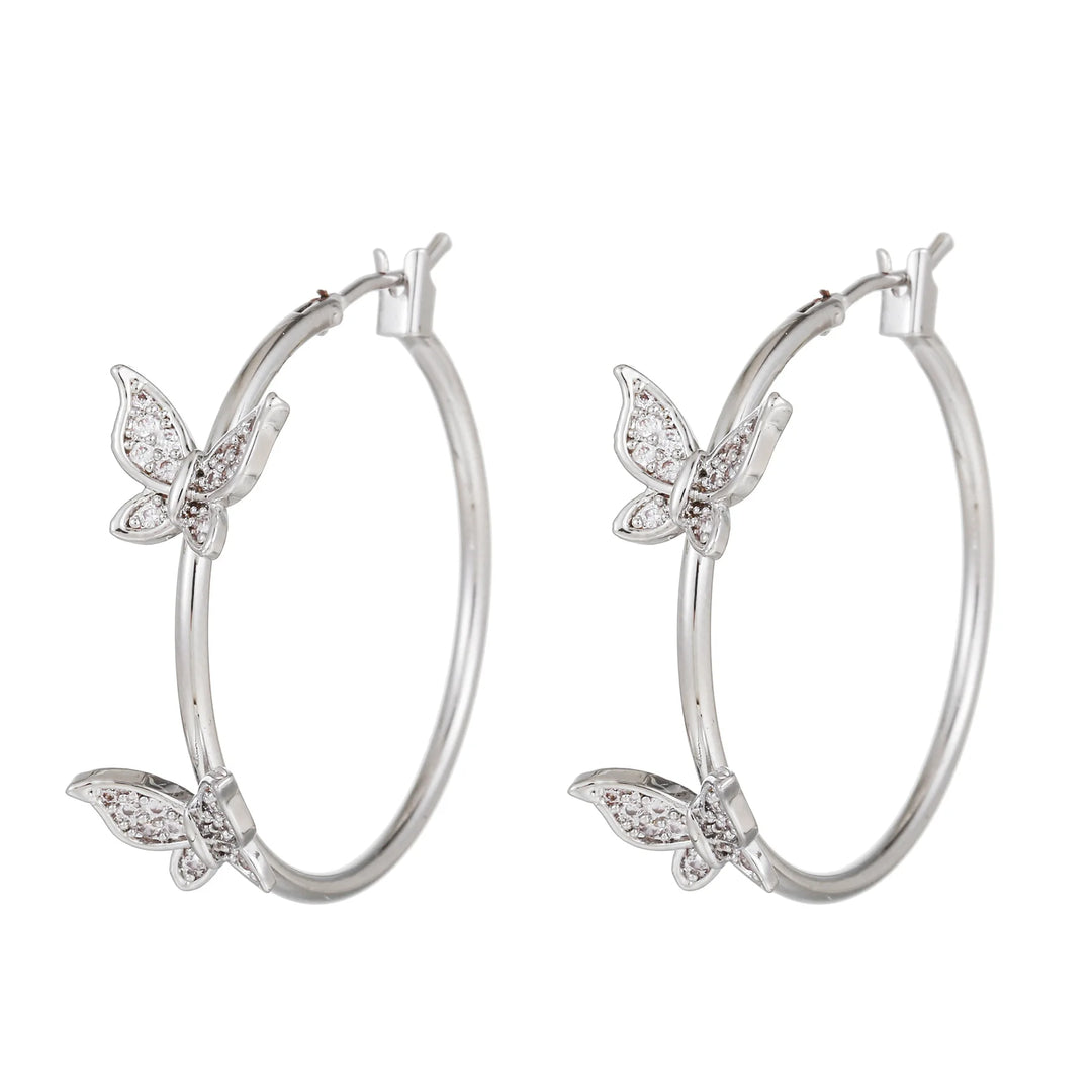 Butterfly hoop earrings