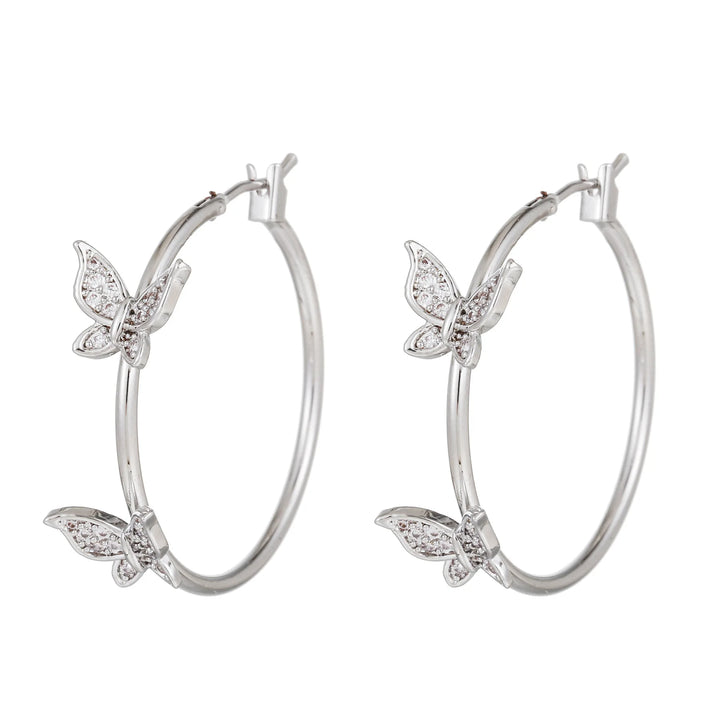 Butterfly hoop earrings