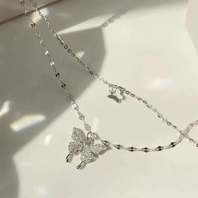 Butterfly necklace silver