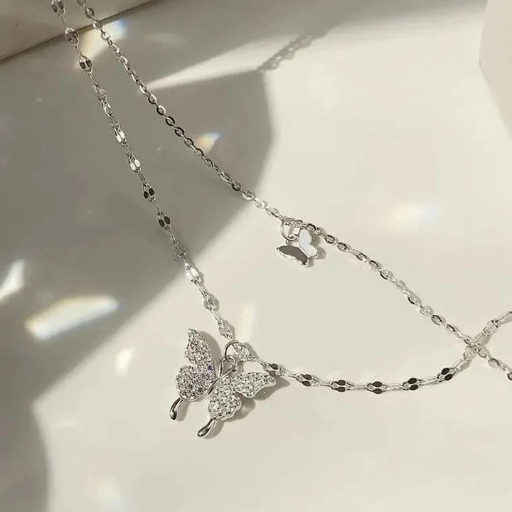 Butterfly necklace silver