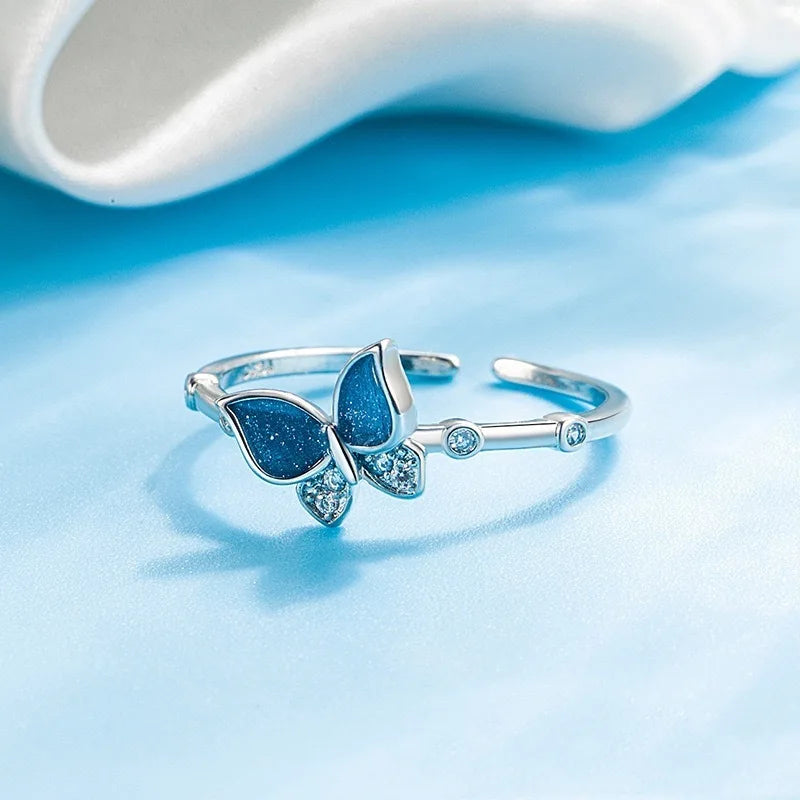 Blue butterfly ring
