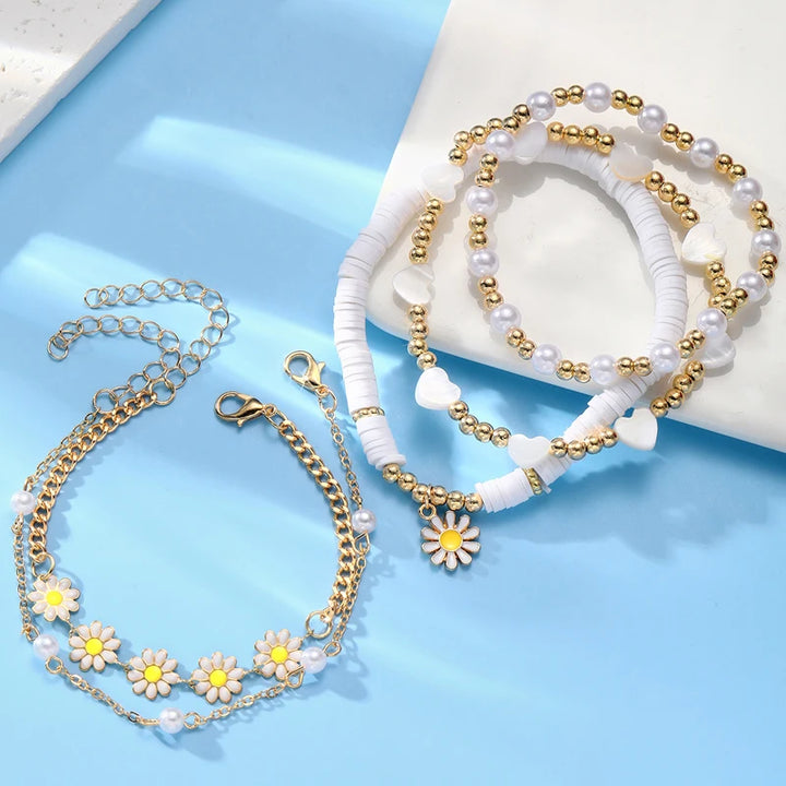 Beaded flower bracelet