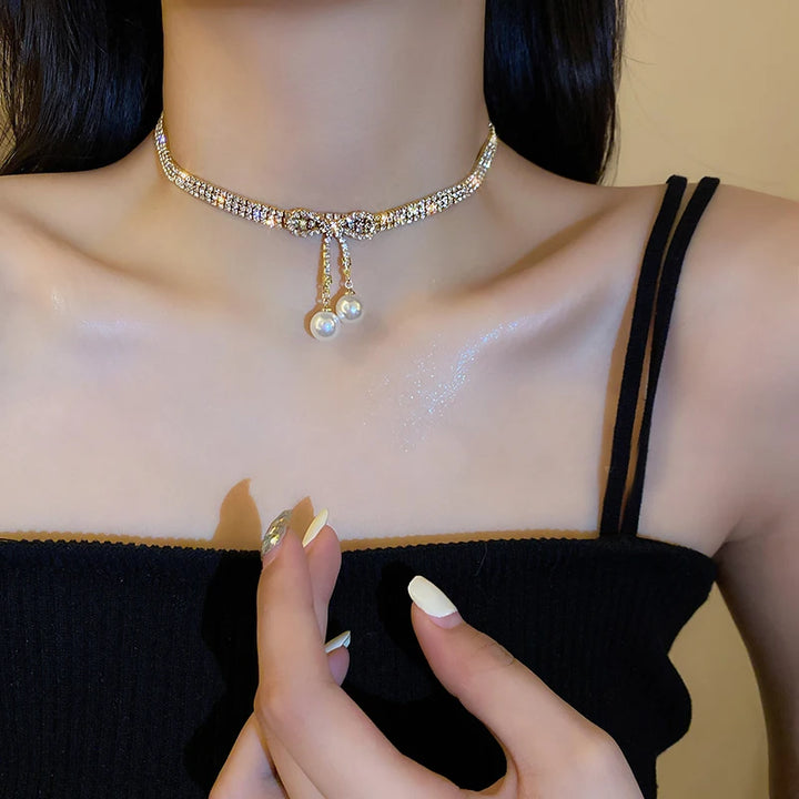 Butterfly pearl necklace