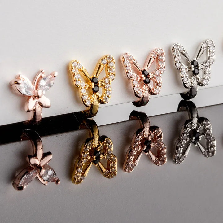 Butterfly nose rings gold