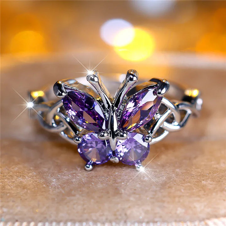 Butterfly ring purple