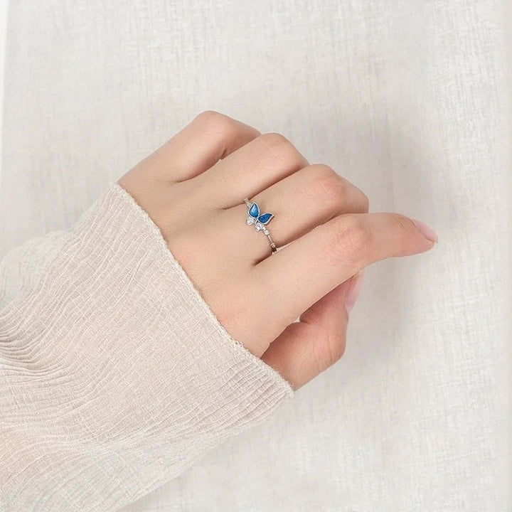 Blue butterfly ring