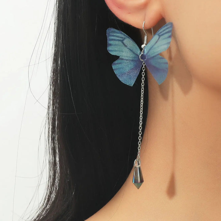 Blue butterfly earrings