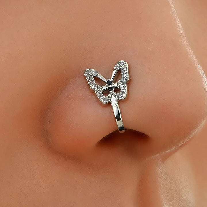 Butterfly nose rings gold
