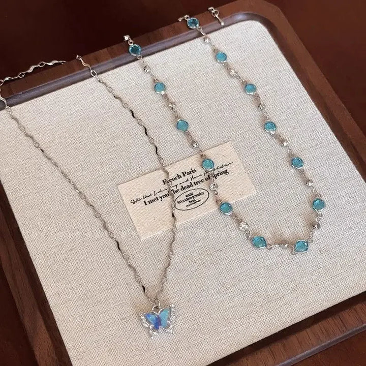 Blue butterfly necklace