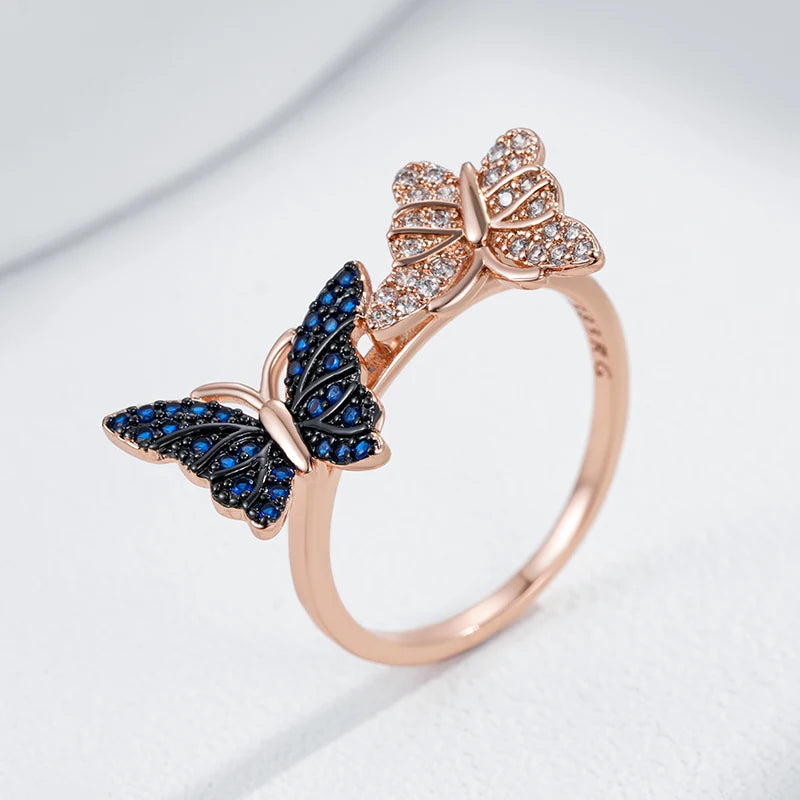 Rose gold butterfly ring
