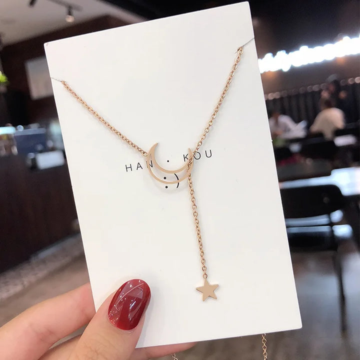 Moon and star necklace