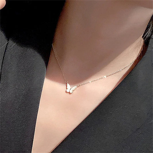 Opal butterfly necklace