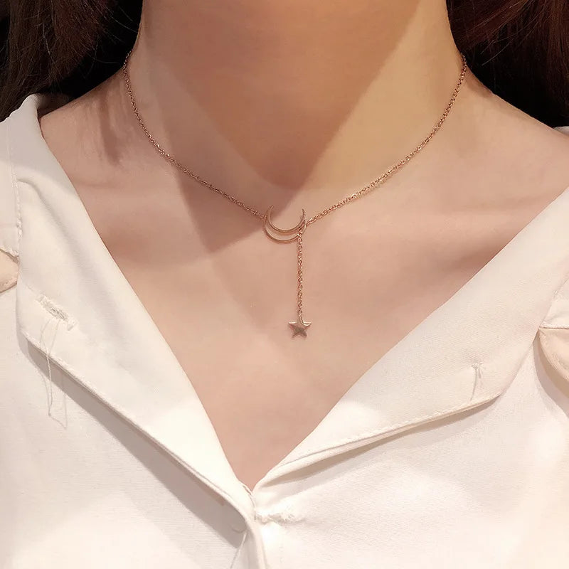 Moon and star necklace