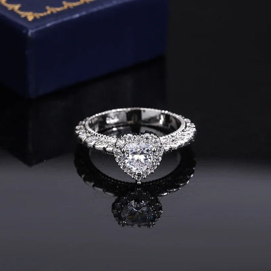 Heart shaped diamond wedding ring