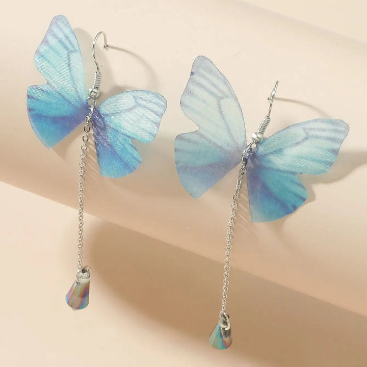 Blue butterfly earrings