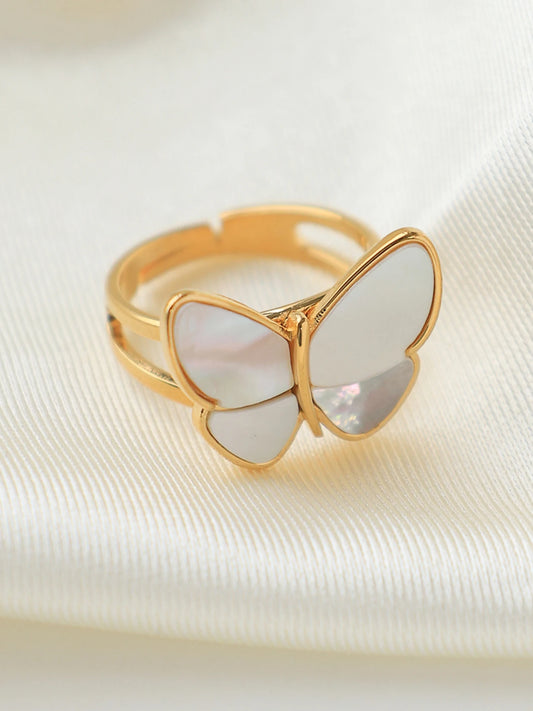 Mother of pearl butterfly ring