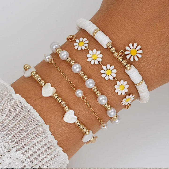 Beaded flower bracelet