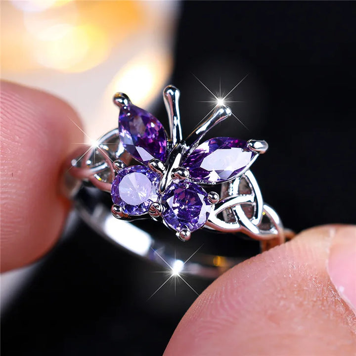 Butterfly ring purple