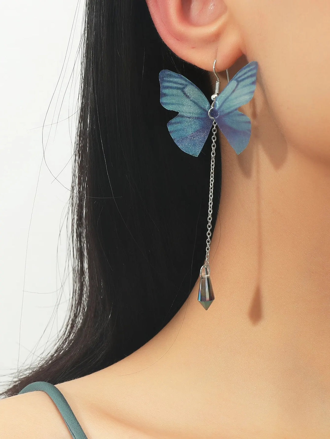 Blue butterfly earrings