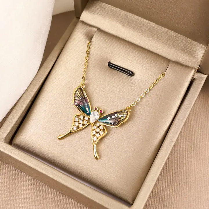 Gold butterfly necklace