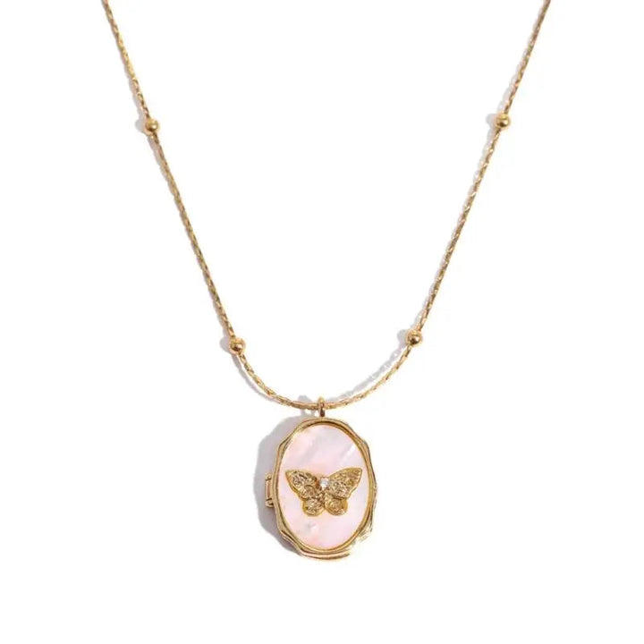 Butterfly locket necklace