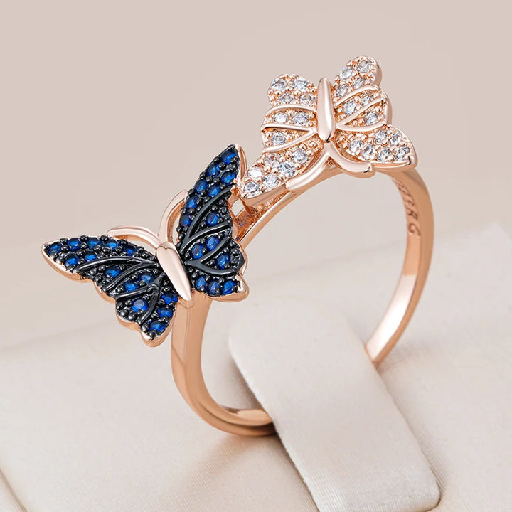 Rose gold butterfly ring