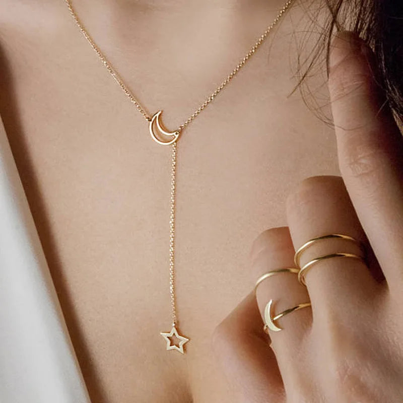 Moon and star necklace