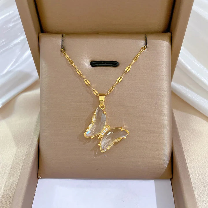 White butterfly necklace