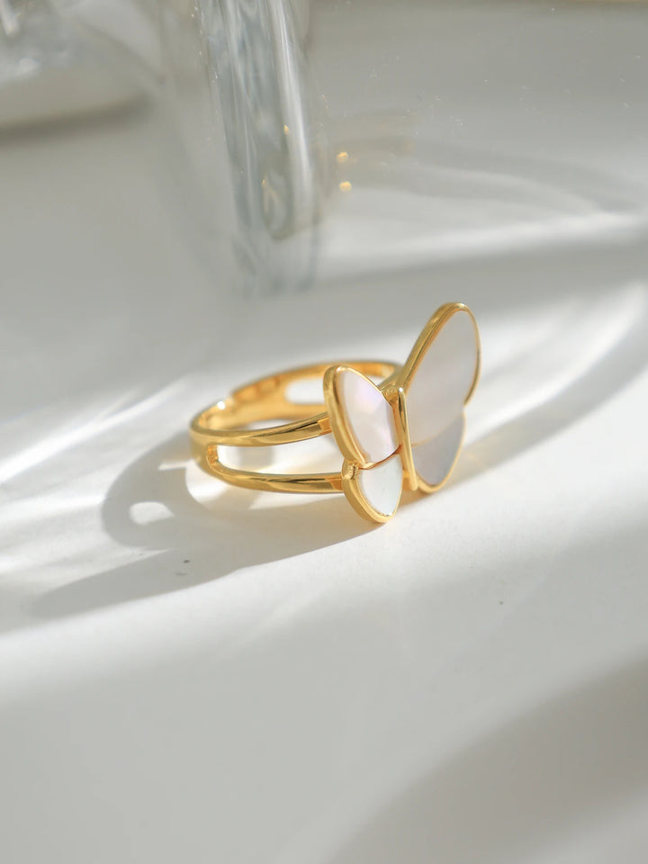 Mother of pearl butterfly ring
