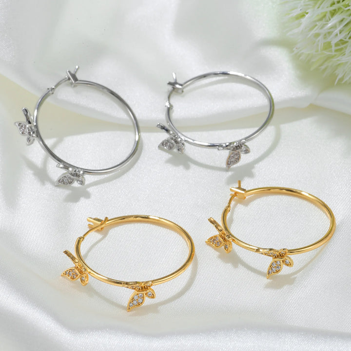 Butterfly hoop earrings