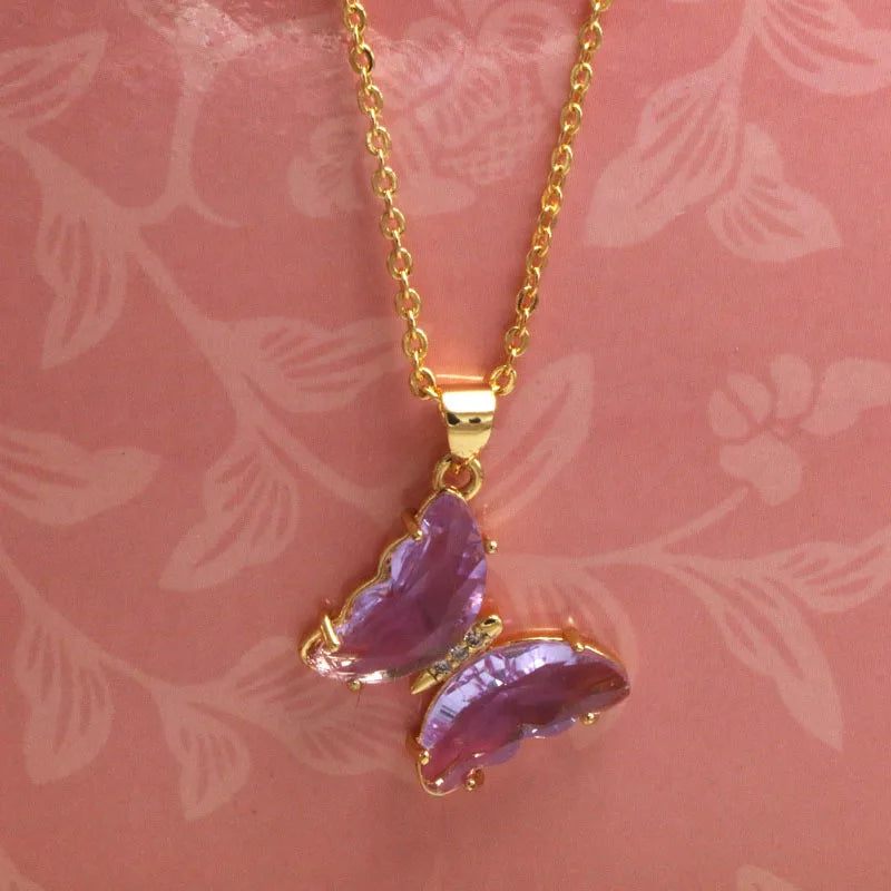 White butterfly necklace