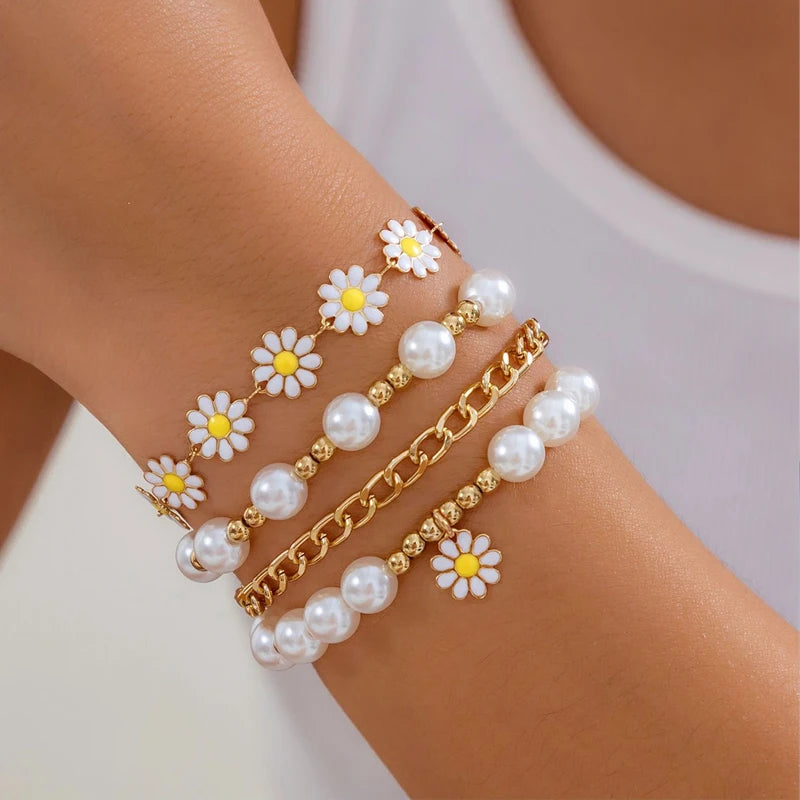 Beaded flower bracelet