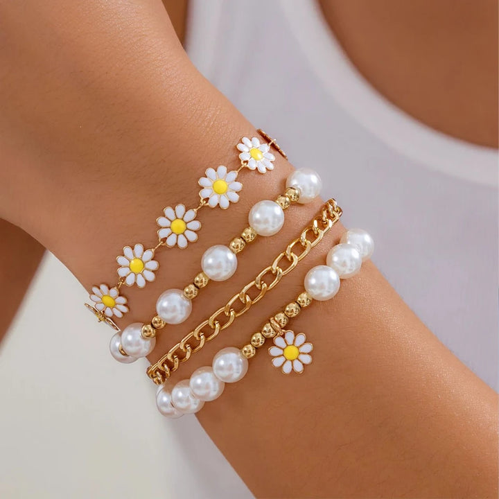 Beaded flower bracelet