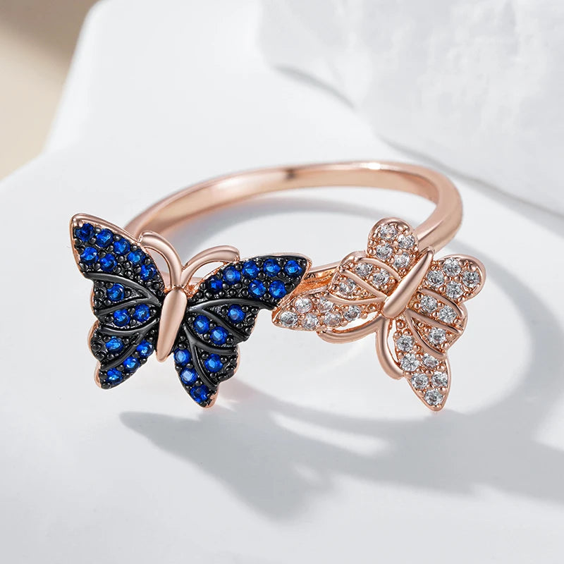 Rose gold butterfly ring