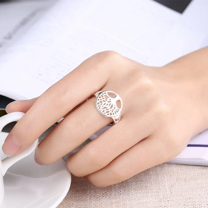 Tree of life ring silver