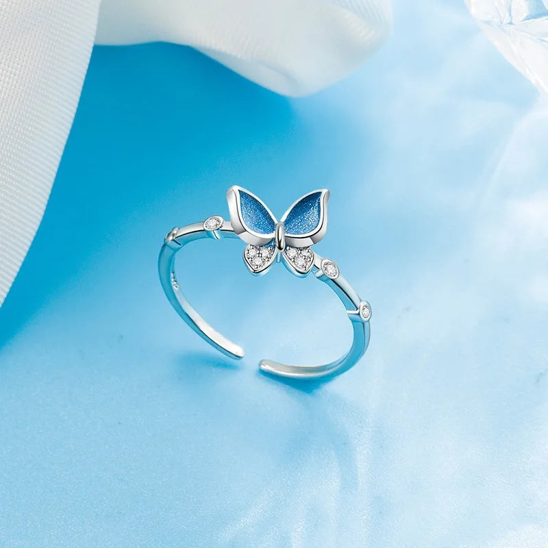 Blue butterfly ring