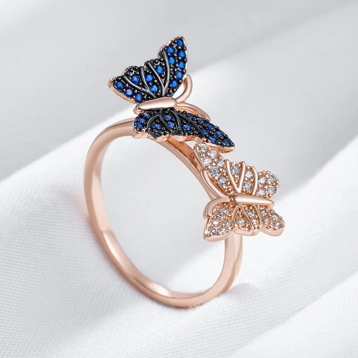 Rose gold butterfly ring