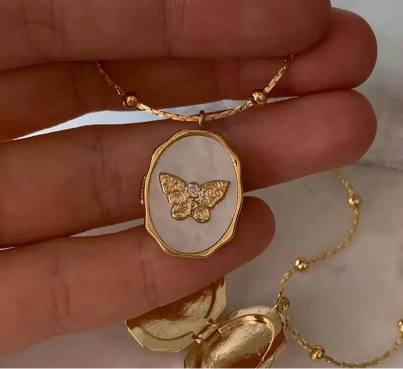 Butterfly locket necklace