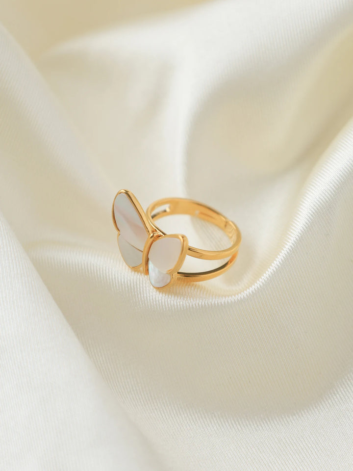Mother of pearl butterfly ring