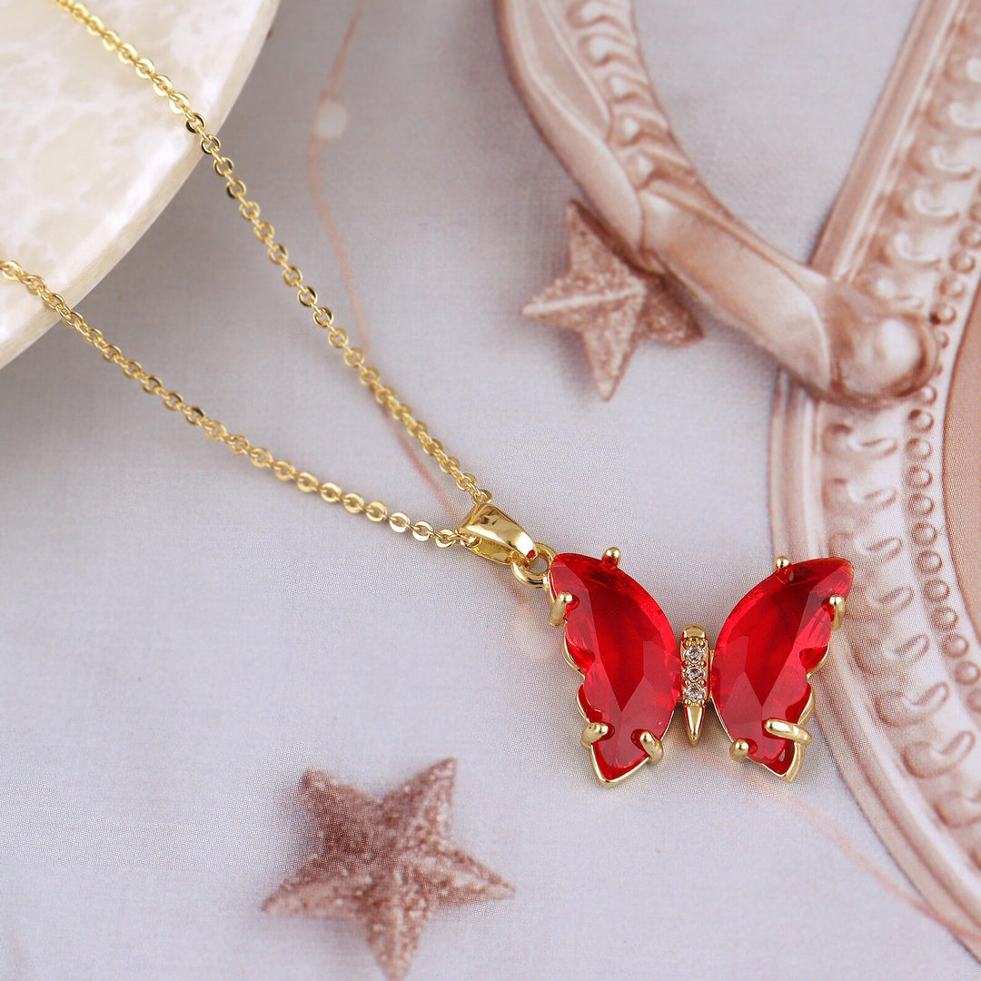 White butterfly necklace