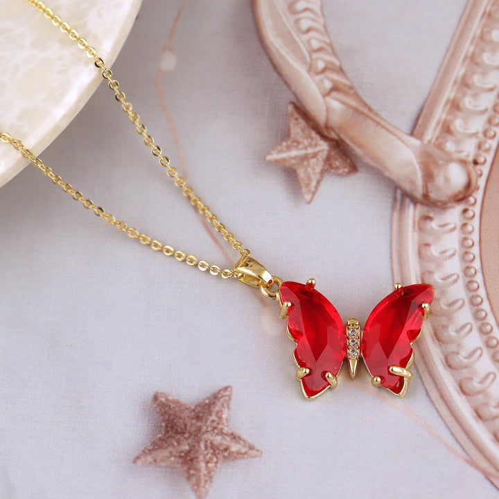 White butterfly necklace
